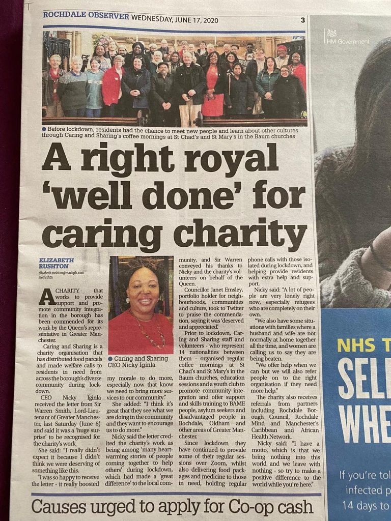 Royal "Well Done" for Caring Charity