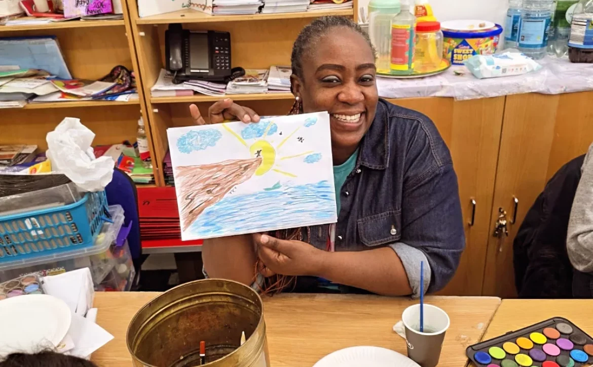 CAS facilitator showcasing creative arts project as part of Creative Connection programme