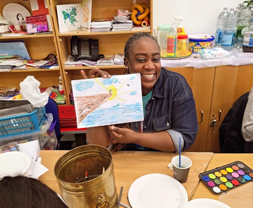 CAS facilitator showcasing creative arts project as part of Creative Connection programme