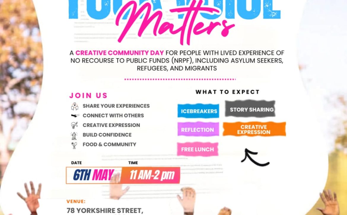 No Recourse to Public Funds support event flyer by Caring and Sharing Rochdale May 6