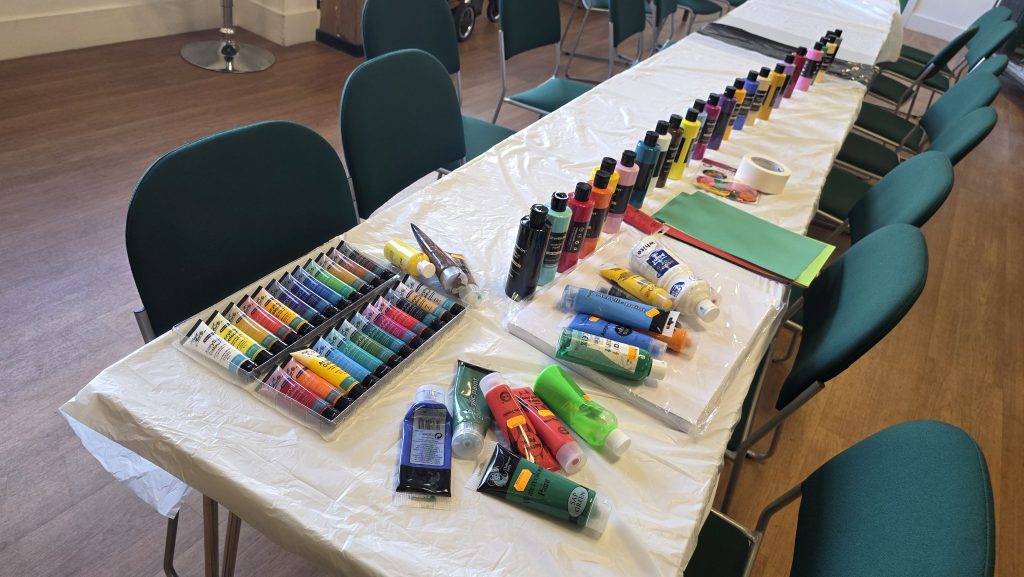 Art materials prepared for a creative activity during HAF 2026