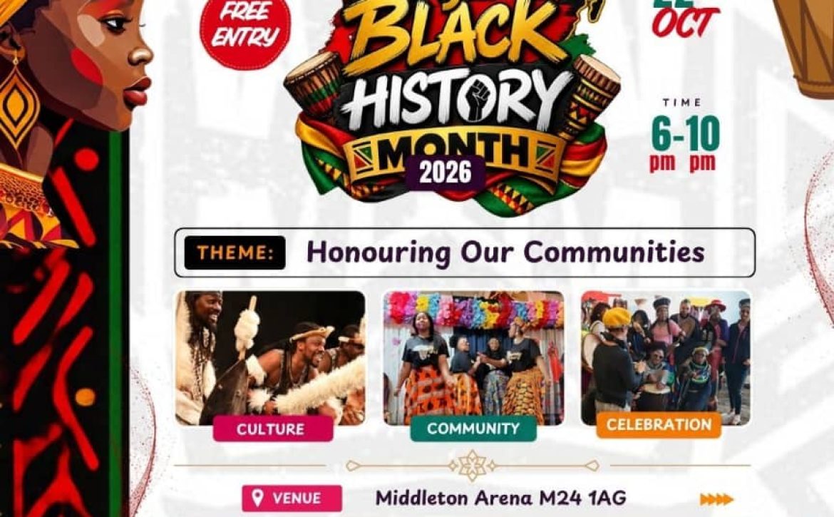 Caring and Sharing Rochdale Black History Month Celebration 2026 flyer