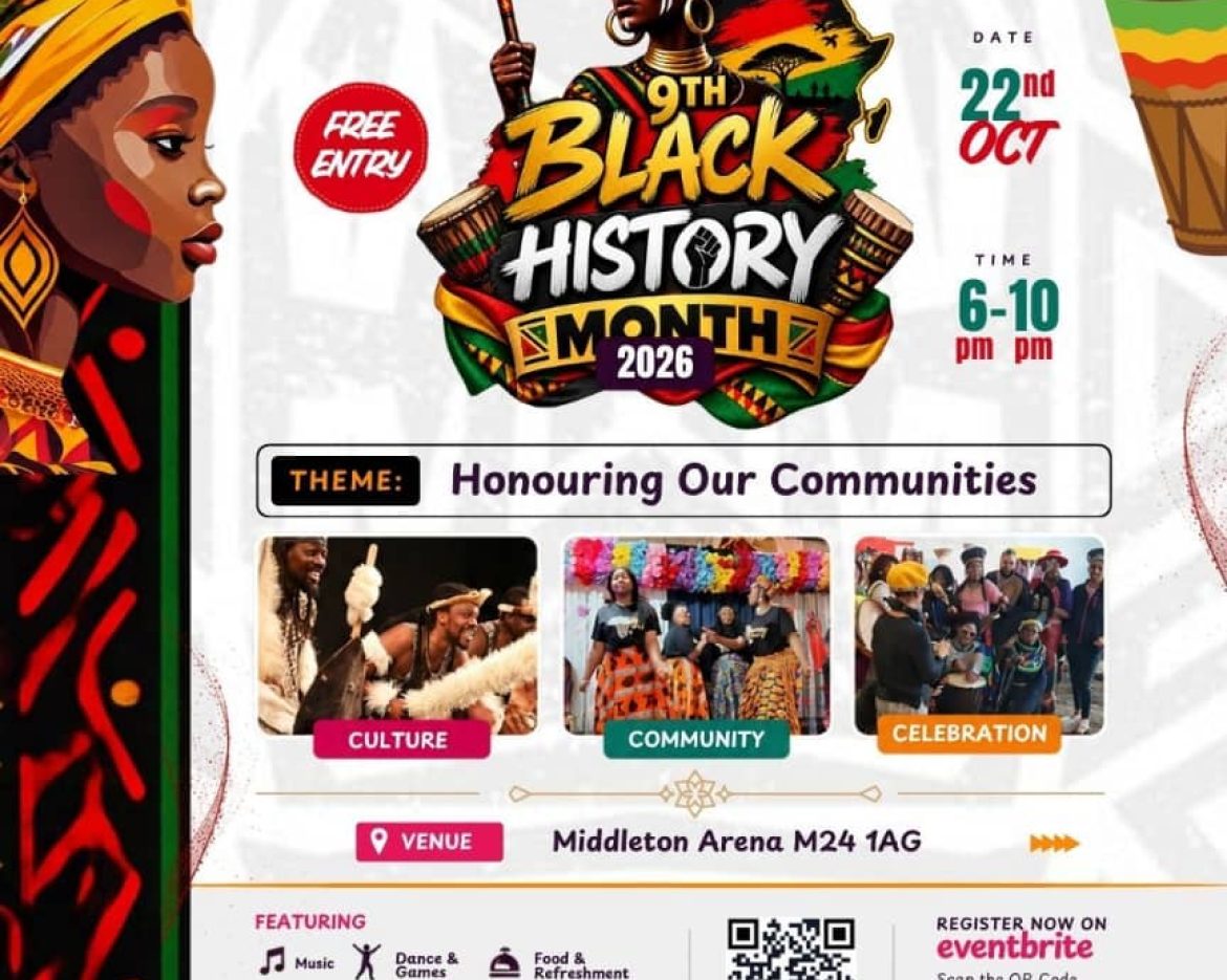 Caring and Sharing Rochdale Black History Month Celebration 2026 flyer